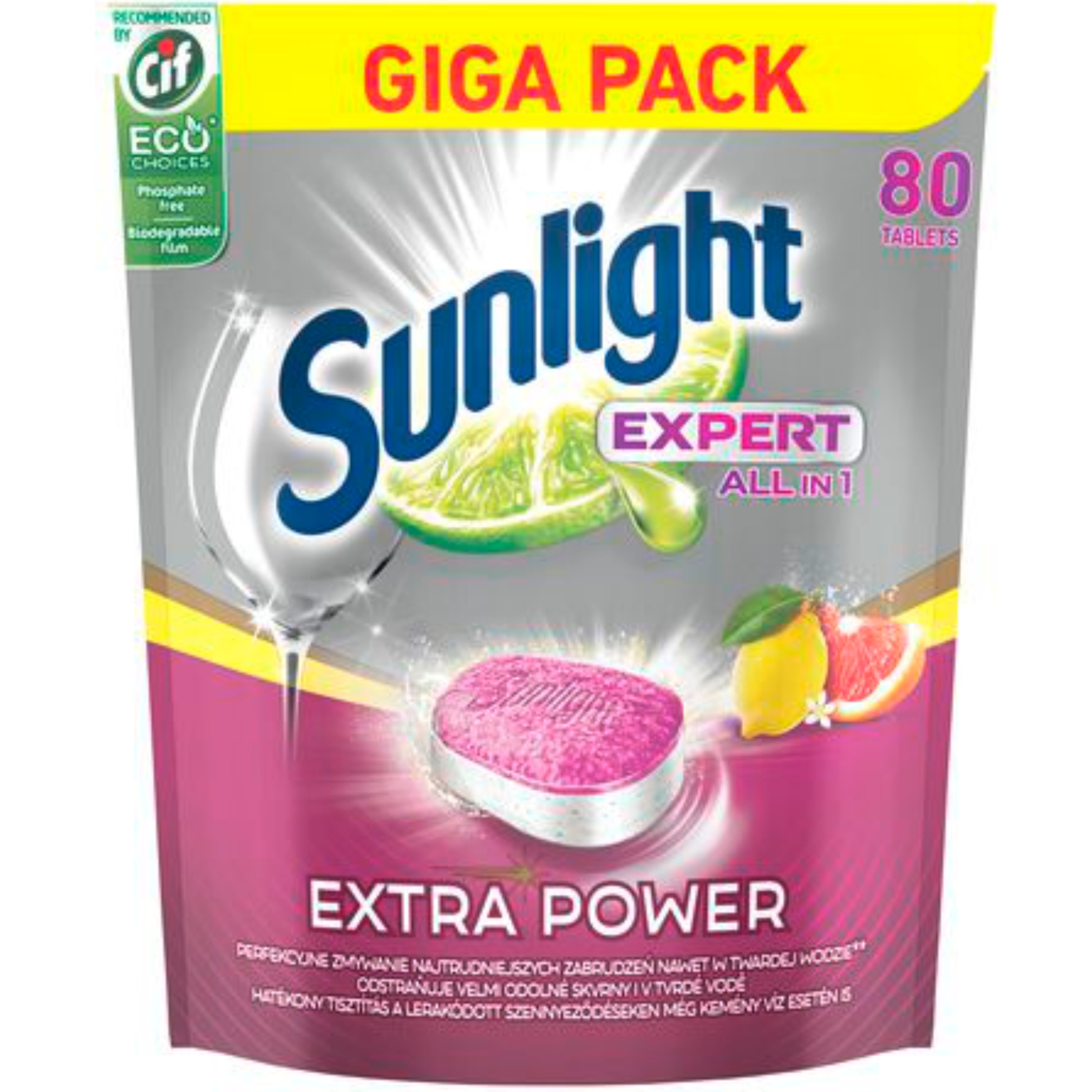 Tablety pre umývačku riadu Slnečné svetlo Expert Lime 80 kusov