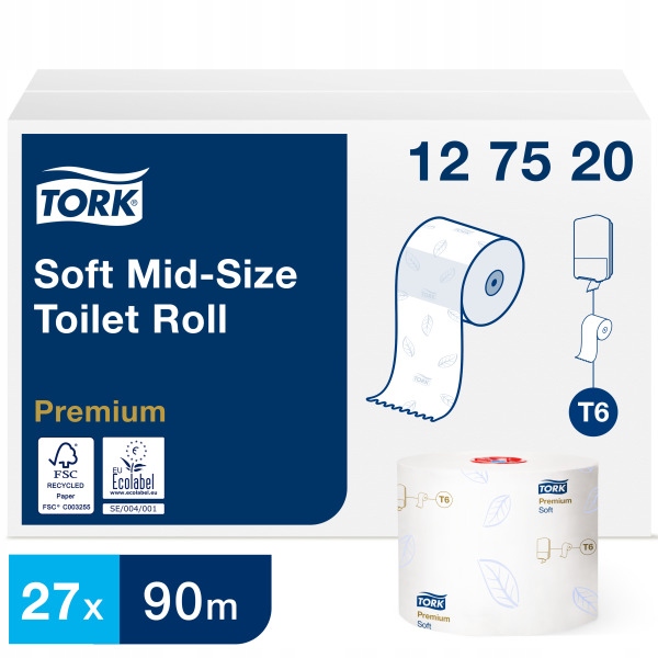 Tork 127520 - T6 toaletný papier, 27 valcov x 90 m