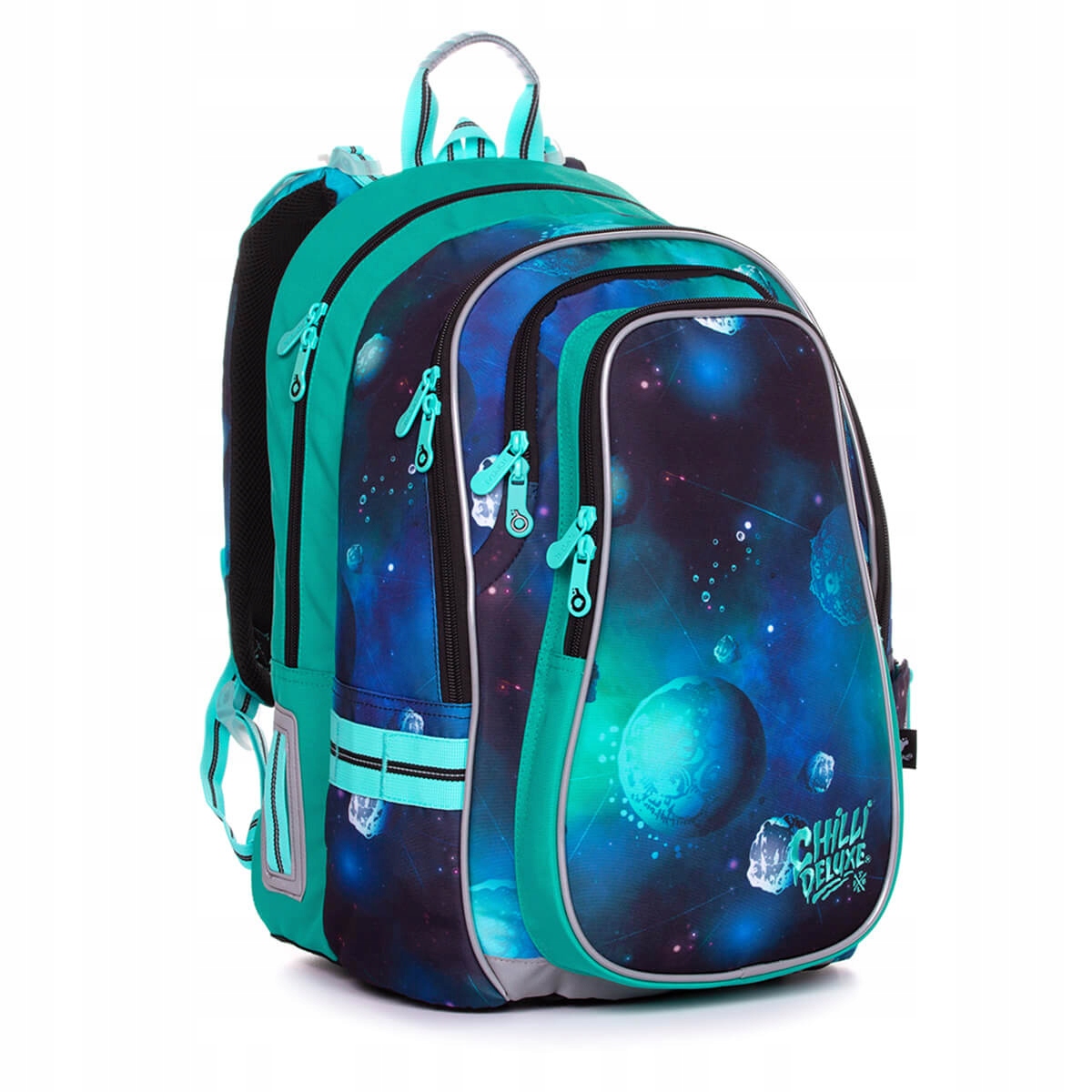 Multi -Chamber School Backpack top gal čierna, odtiene modrej 28 l
