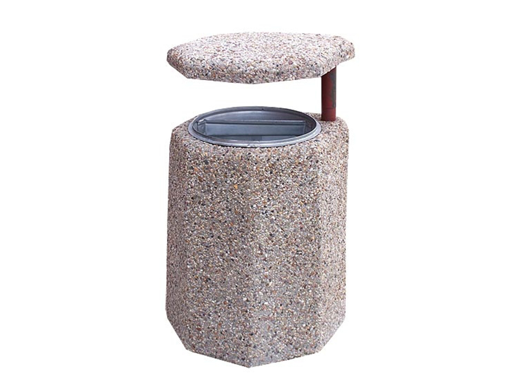Betónový kôš na ulici so strechou, 40 l