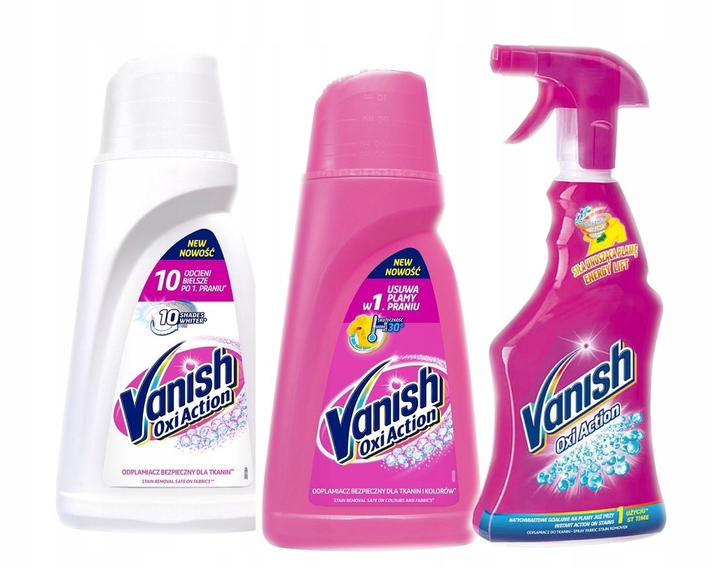 Odstraňovač škvŕn - VANISH OXI Odstraňovač škvŕn v géli, biela farba 2L + sprej