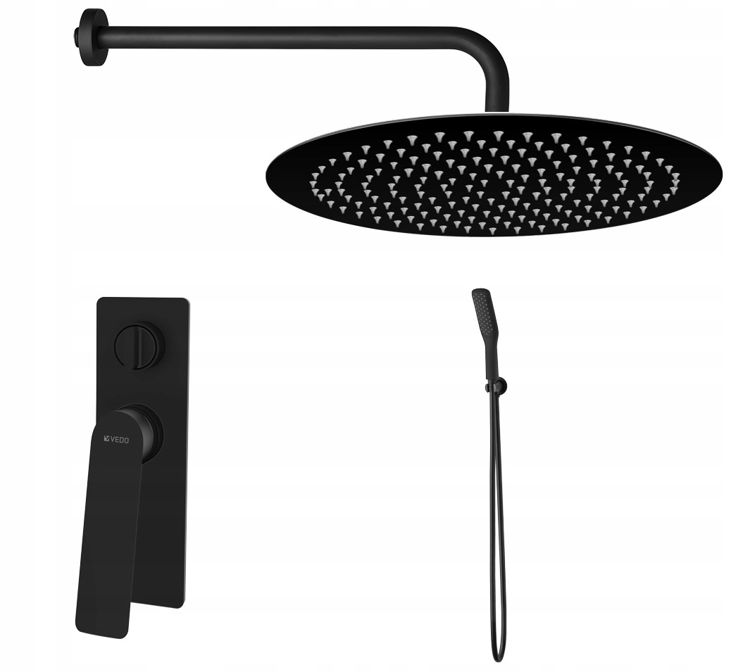 VEDO DESSO SET S DAŽĎOVOU SPRCHA 25 CM ČIERNA MAT
