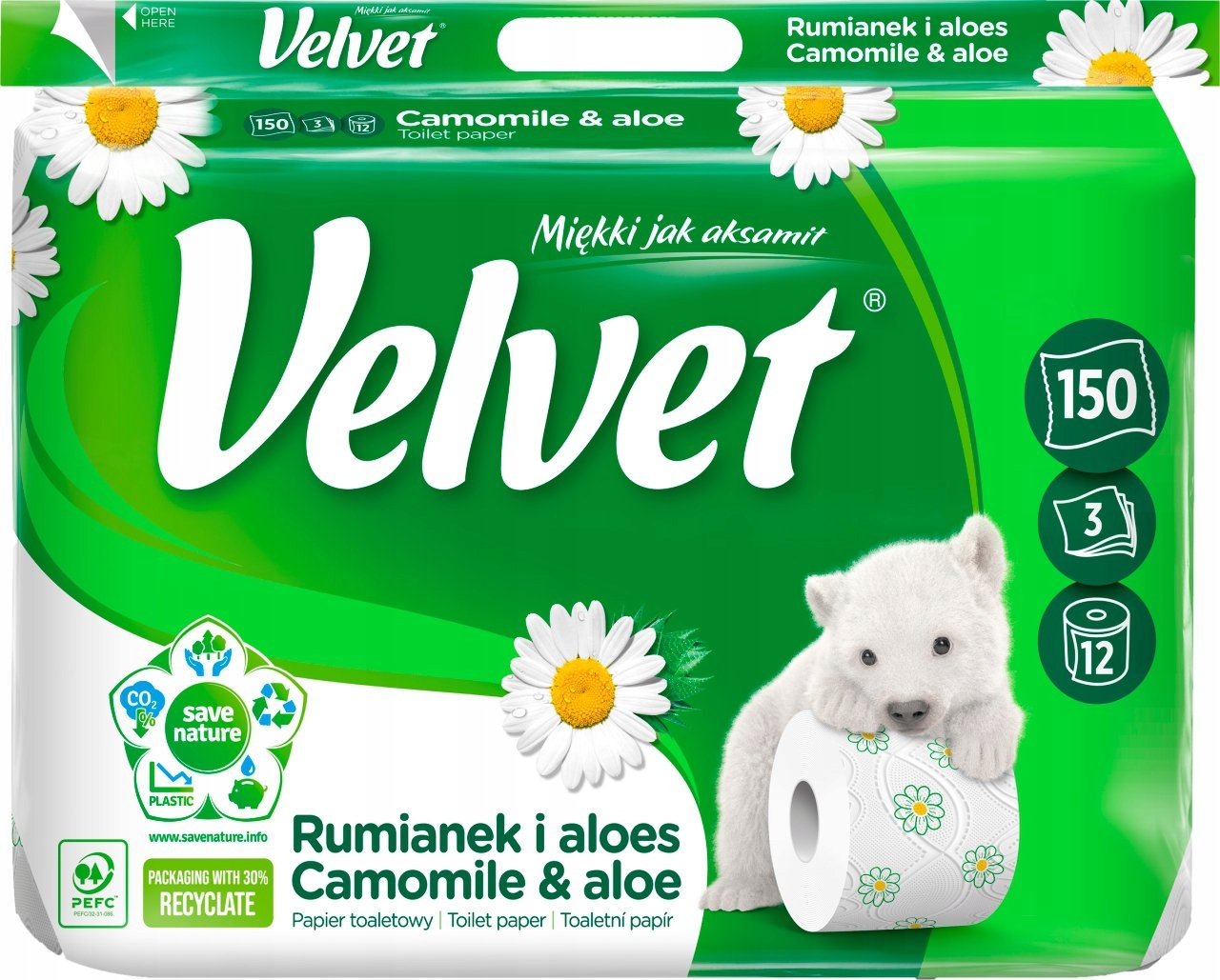 Zamatový harmanček a aloe toaletný papier 12 valčekov