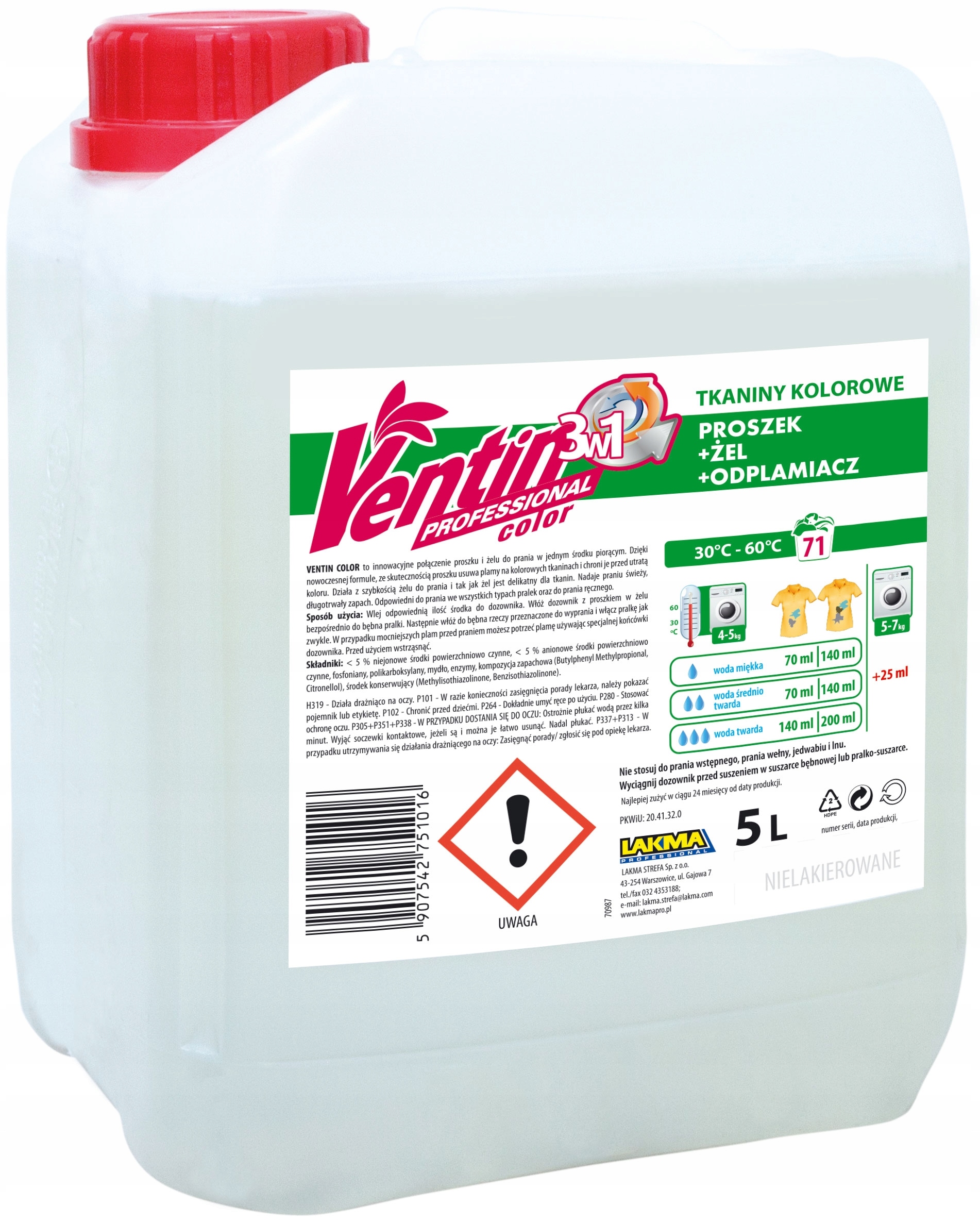 Prací prášok - VENTIN GEL Prášok Farba + Pripomienka 5L