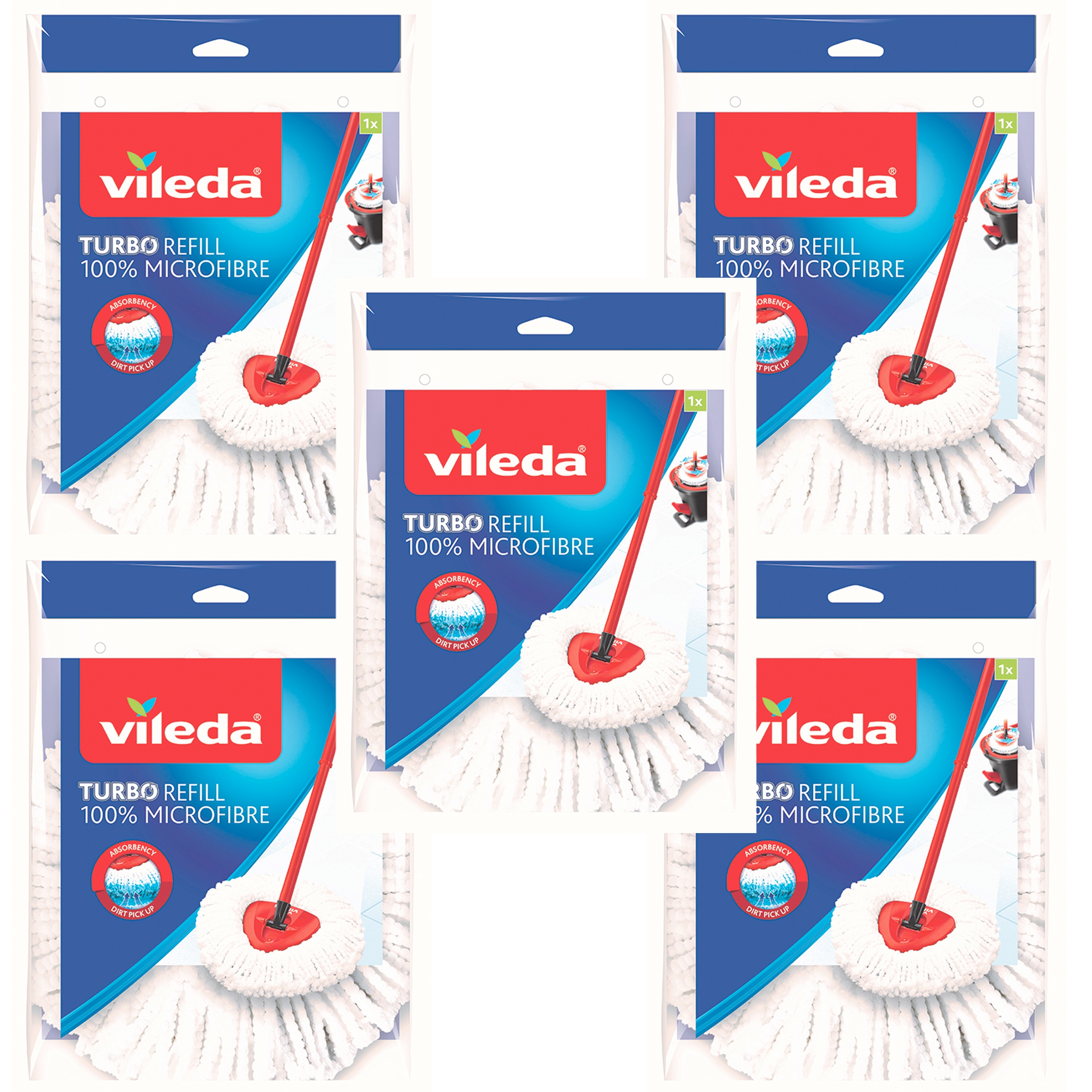 VILEDA 5x NÁPLŇ MOPU EASY WRING CLEAN TURBO CLASSIC