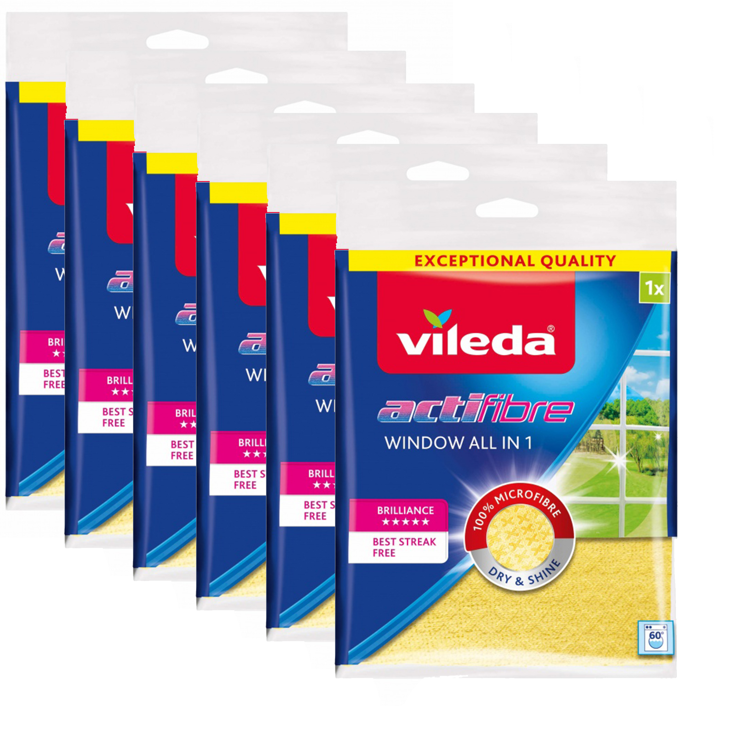 VILEDA Window Cloth Actifibre Absorbent 6ks