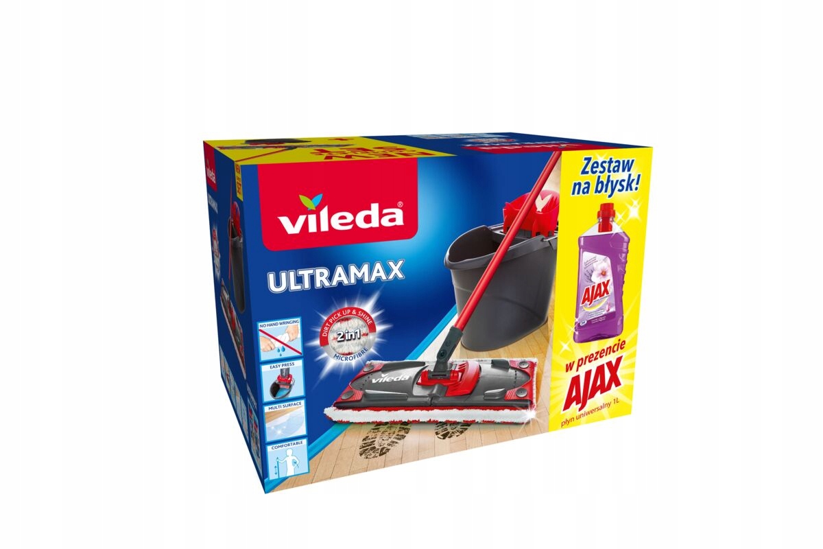 VILEDA ULTRAMAX WIADRO MOP SWEEZER + LIGHER AJAX
