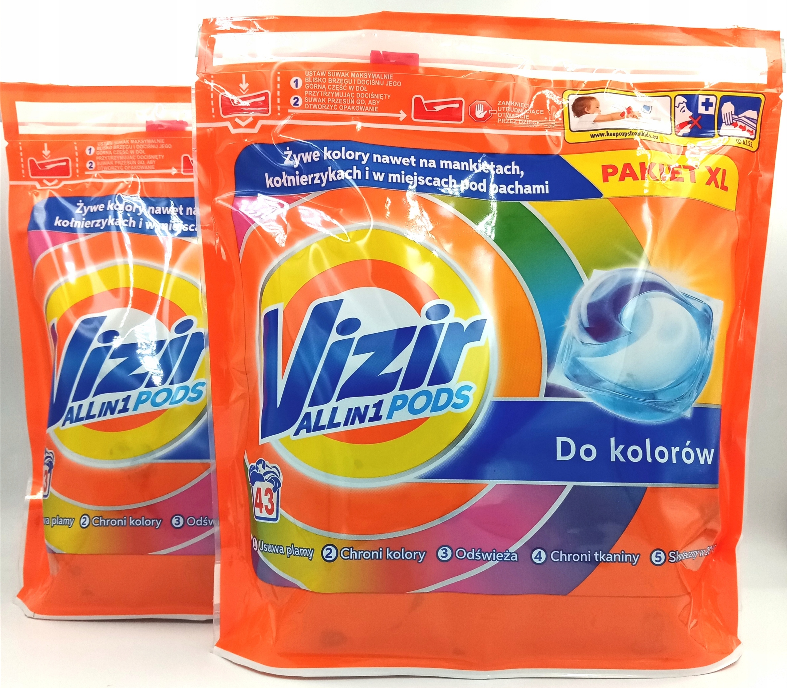 Pracie kapsuly a tablety - VIZIR všetko v 1 podsis set 2x4pcs kapsuly Farba