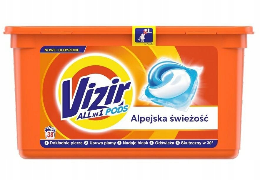 Pracie kapsuly a tablety - Vizir Kapsules na umývanie alpskej sviežosti 38ks