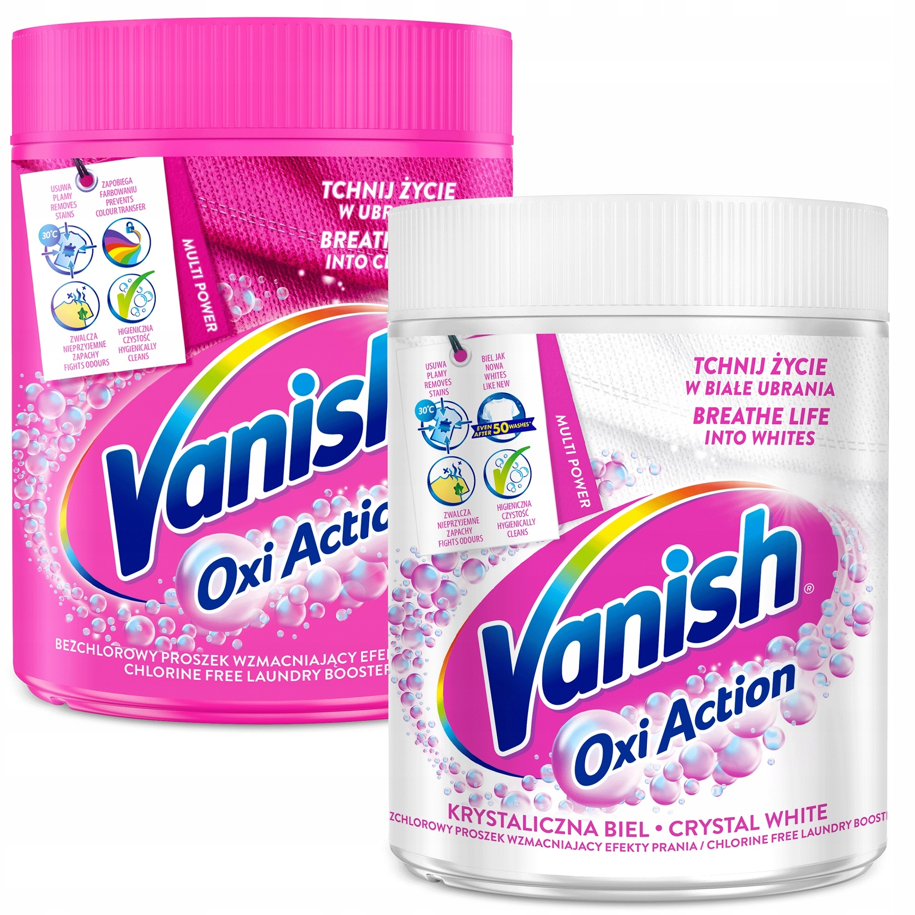 Odstraňovač škvŕn - Vanish Oxi Action Stain Remover Color White 2 x 470g