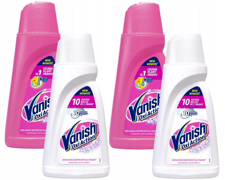 Odstraňovač škvŕn - Vanish Oxi Ružový biely odstraňovač škvŕn 4x 1L = 4L