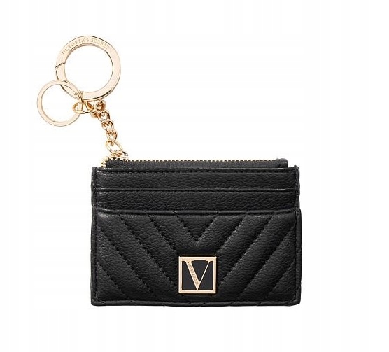Peňaženka - Victoria's Secret Ecological Leather Black The Victoria Card Case Keychain - ženský produkt