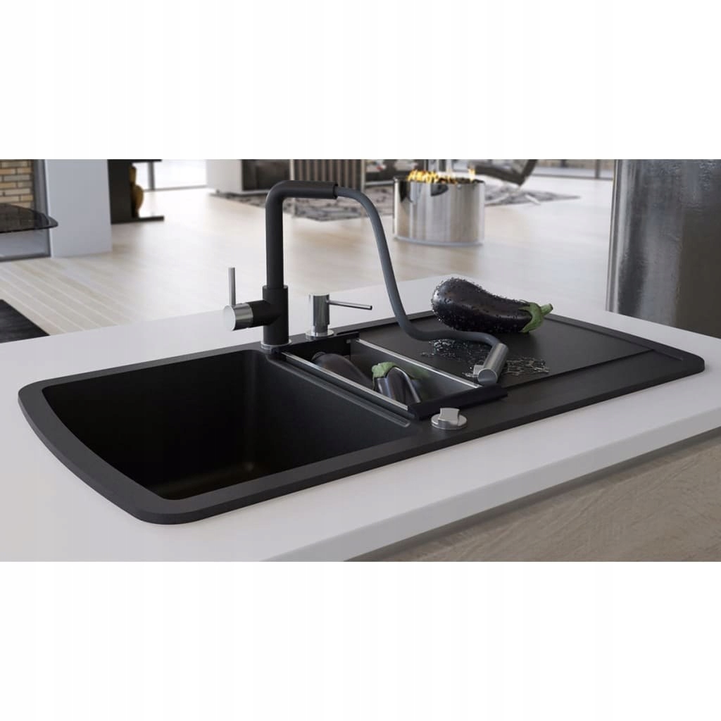 Kuchynská batéria - Vidaxl Granite Two -Chamber, Black Wink
