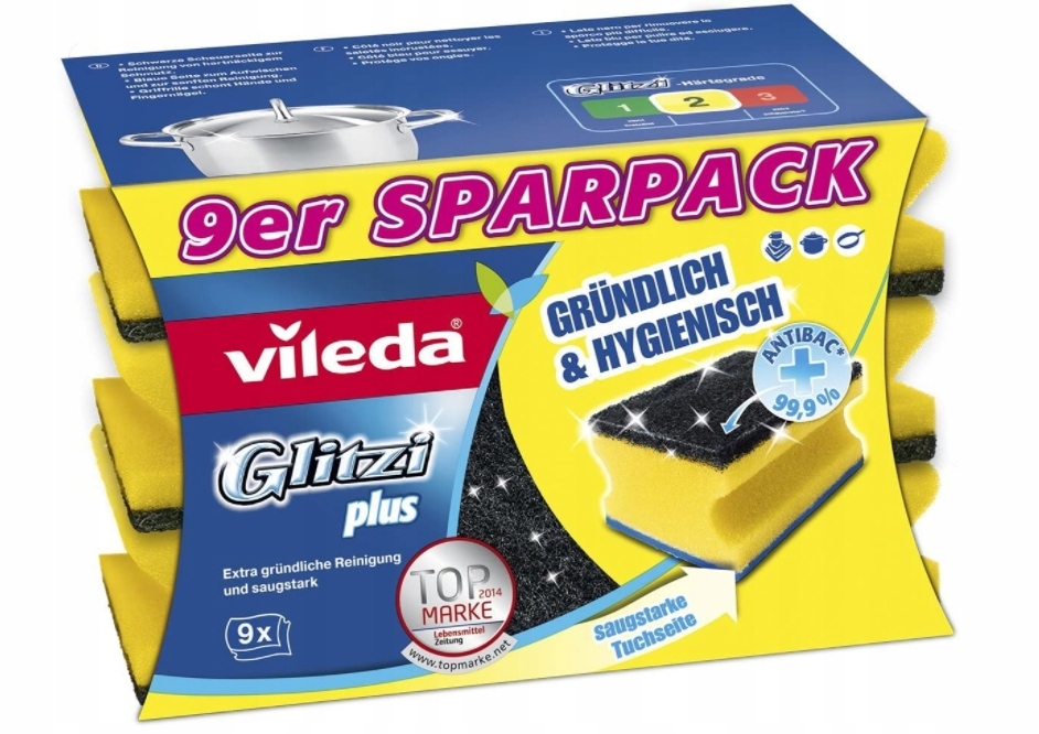 Vileda, špongia na umývanie riadu, 9 kusov