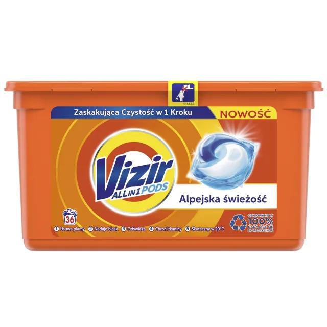 Pracie kapsuly a tablety - Vizir všetky v 1 strukoch čerstvé umývanie kapsúl