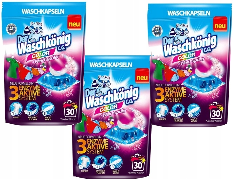 Pracie kapsuly a tablety - WASCHKONIG PRAČNÉ Kapsle FARBA 90 ks. DE