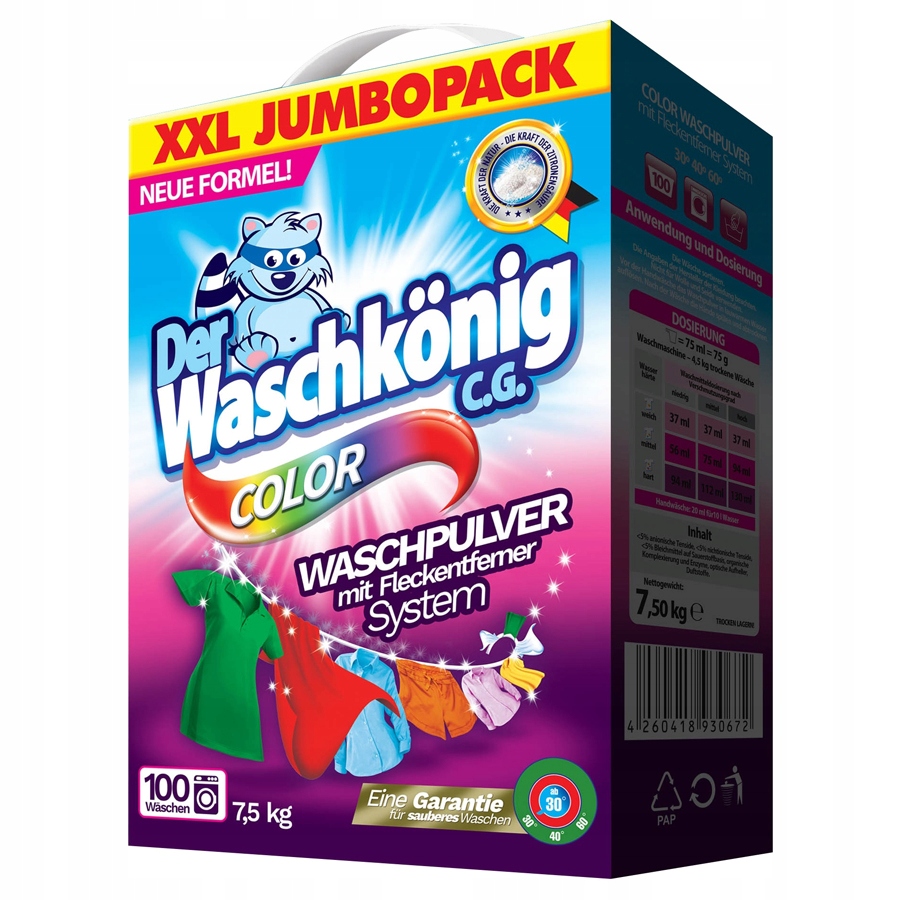 Prací prášok - Waschkonig Farba prania 7,5 kg 100p