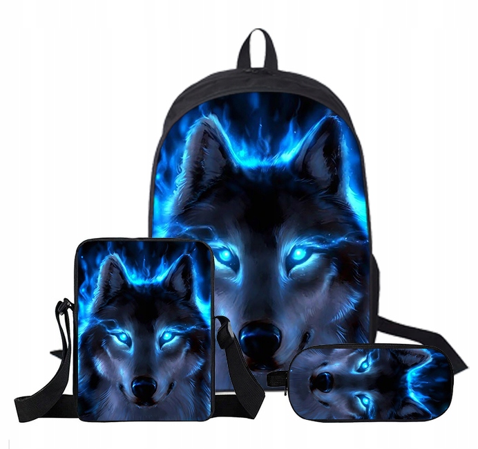 Batoh 3D viacfarebný vlk škola