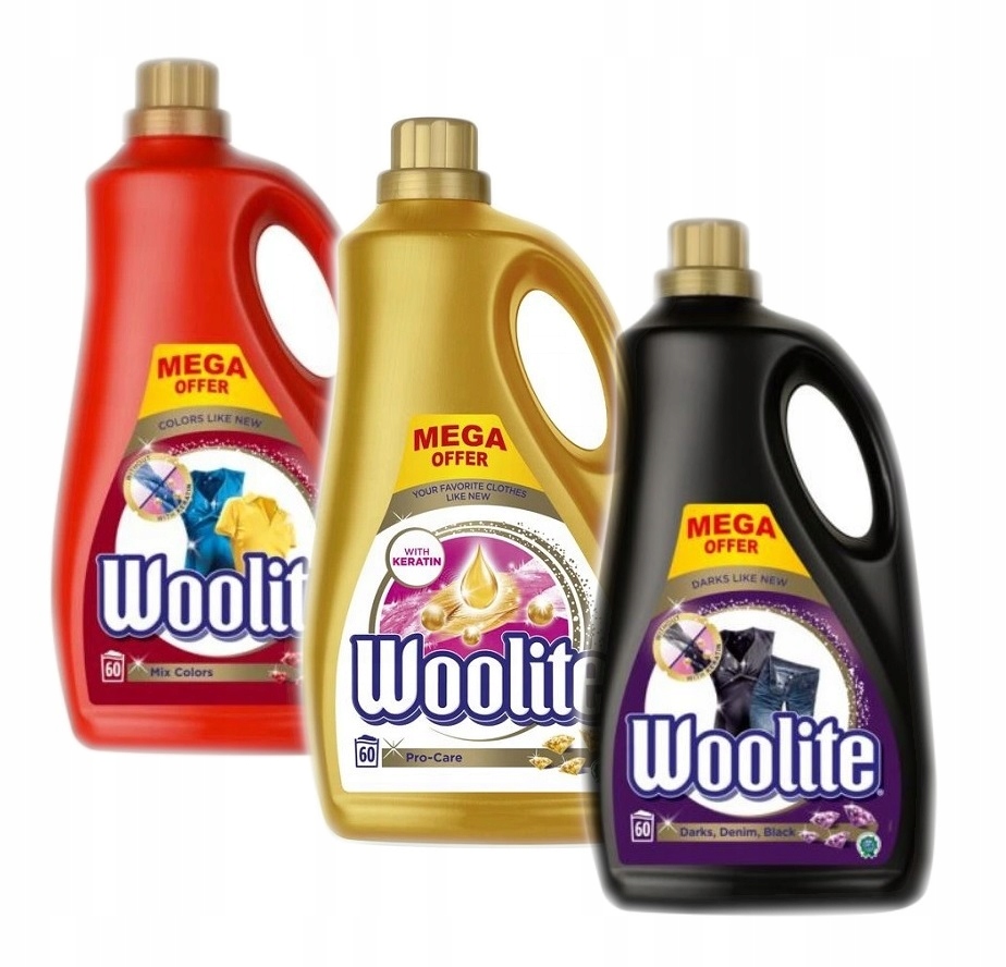 Prací gél - Woolite umývanie kvapaliny Dark Farba Pro-Care 3x 3.6L