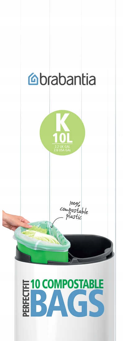Biologicky rozložiteľné tašky 10 l Veľkosť K 10 ks. Brabantia