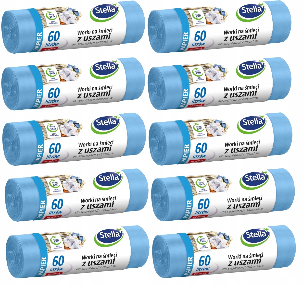 ODPADOVÉ VRECKÁ 60L MODRÝ PAPIER 10 ROL