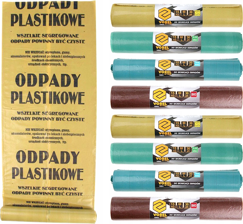 Vrecká na odpadky 60 l plastové papierové sklo bio 8 ks