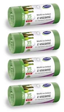 Vrecká na odpadky s ušiami 35 l zelené sklo 4-pcs