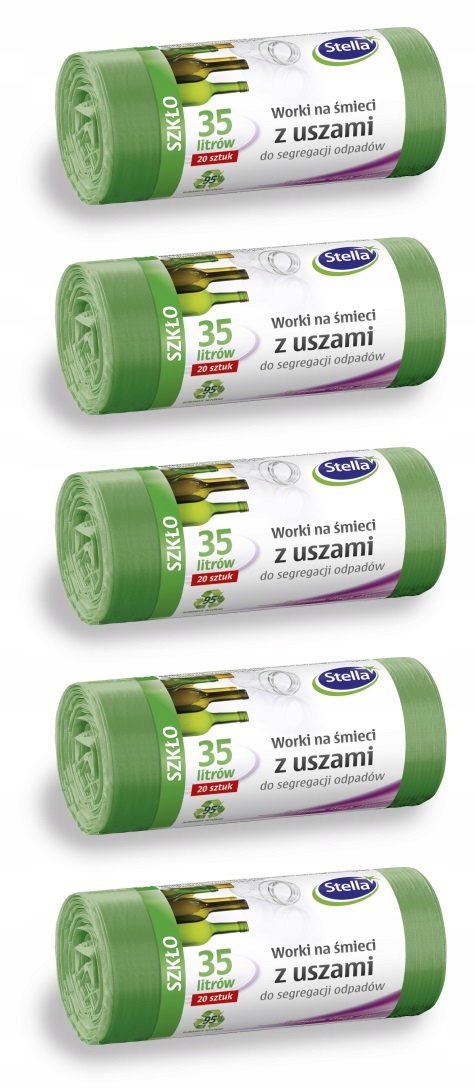 Vrecká na odpadky s uši 35 l zelené sklo 5-pcs