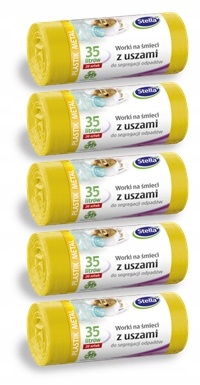 VRECKÁ NA ODPADKY S UŠIAMI 35L ŽLTÝ PLAST - 5ks
