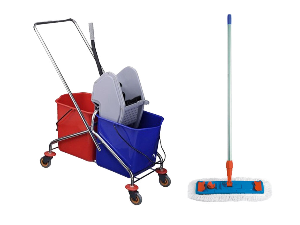 Čistiaci vozík set 2x20l+mop 50 cm