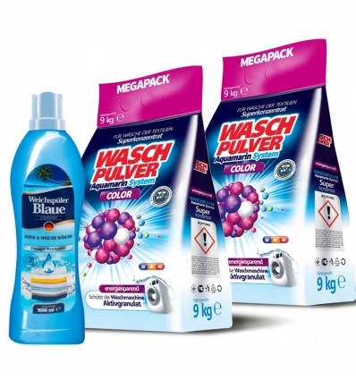 Prací prášok - Prací prášok WaschPulver: 2xColor 9kg + DE tekutý