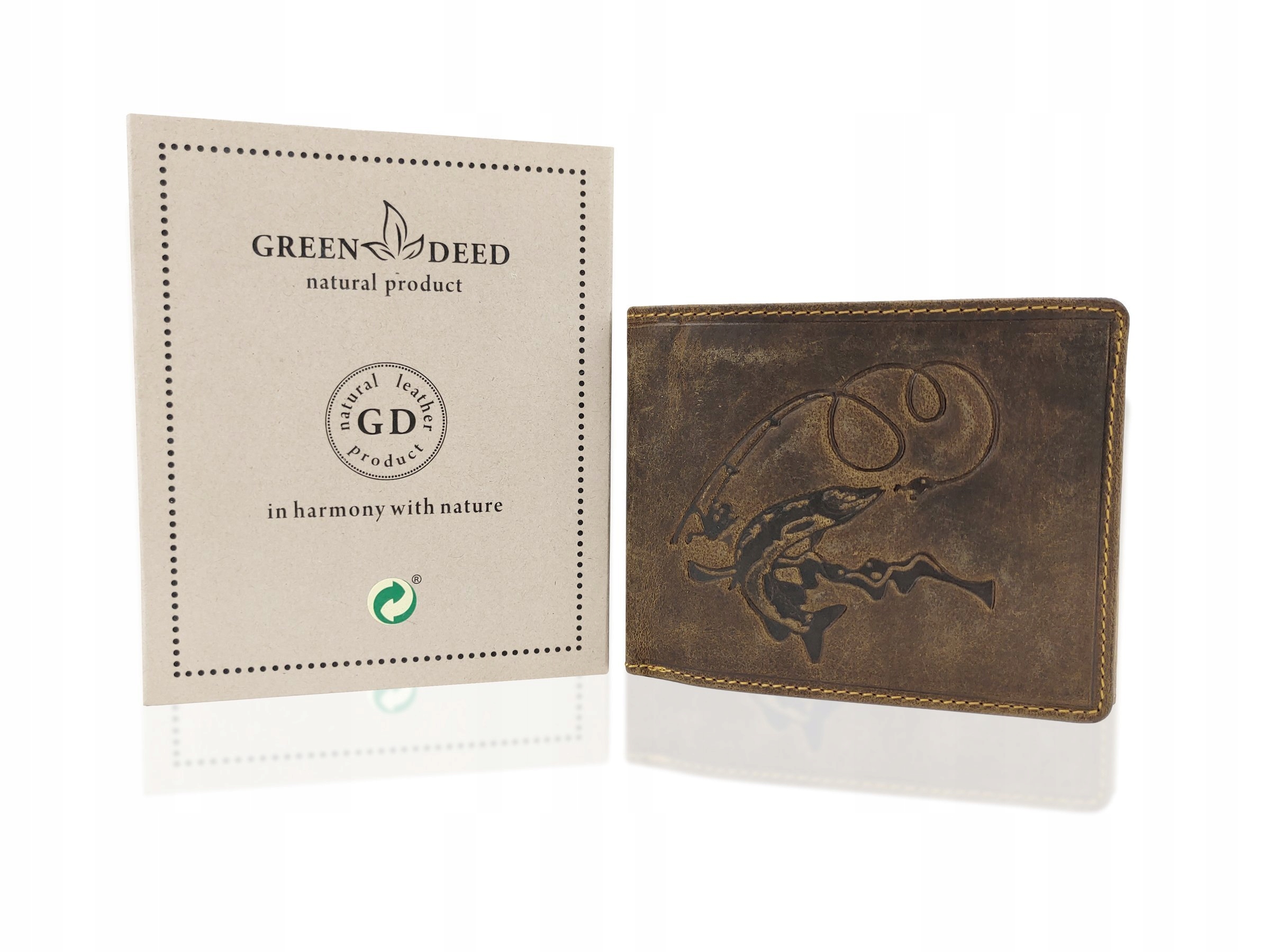 Peňaženka - Portfólio zeleného skutku Nubuk Nubuk Brown Rybár W01 - Pánsky produkt