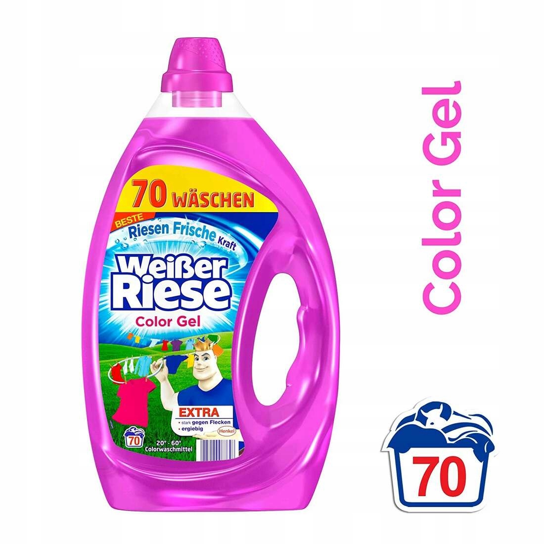 Prací gél - Weißer Riese farebný gél, farba, 70 umývanie, 3,5 l