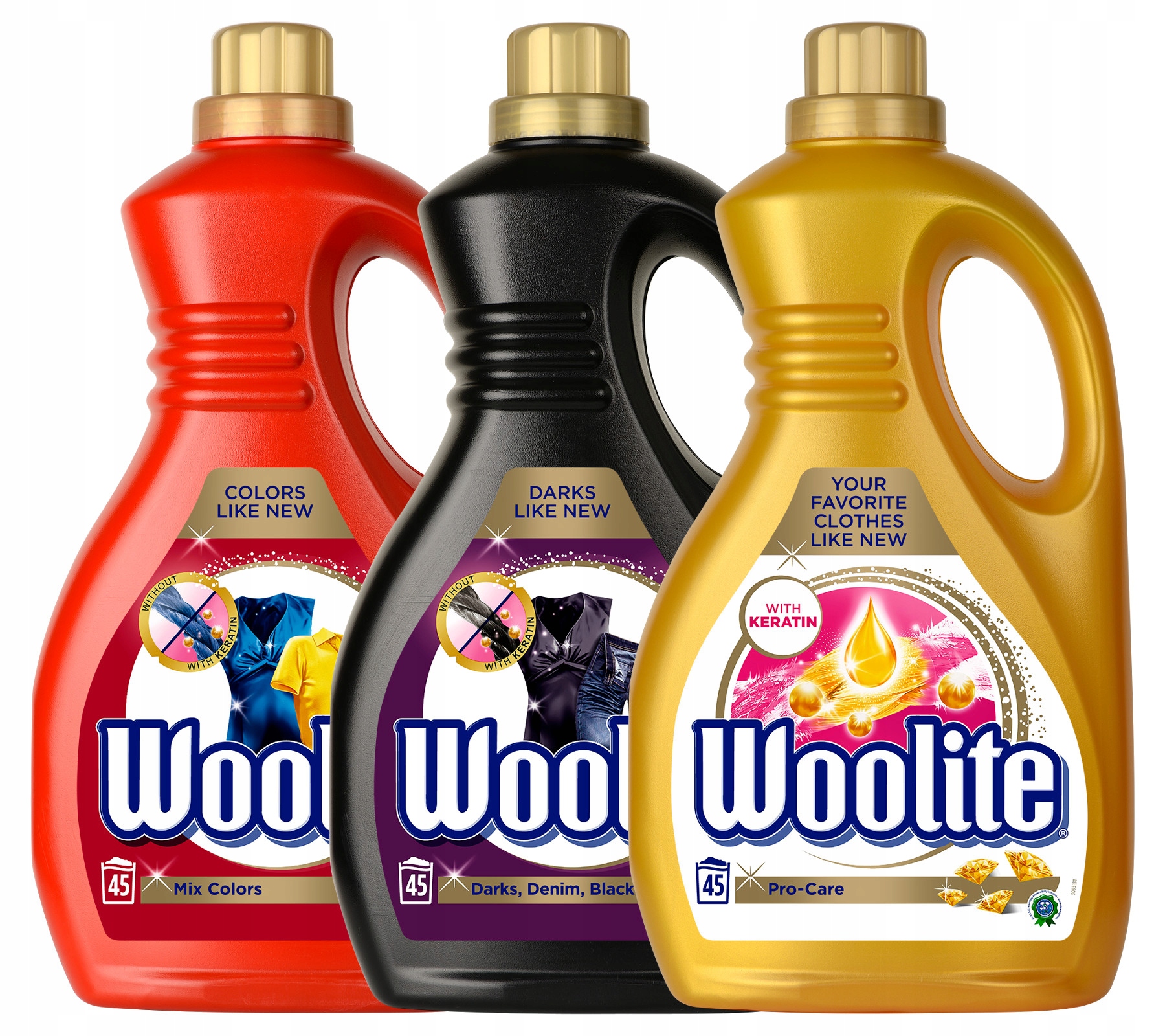 Prací gél - Woolite Colors Dark Pro-Care prací prostriedok 3 x 2,7L