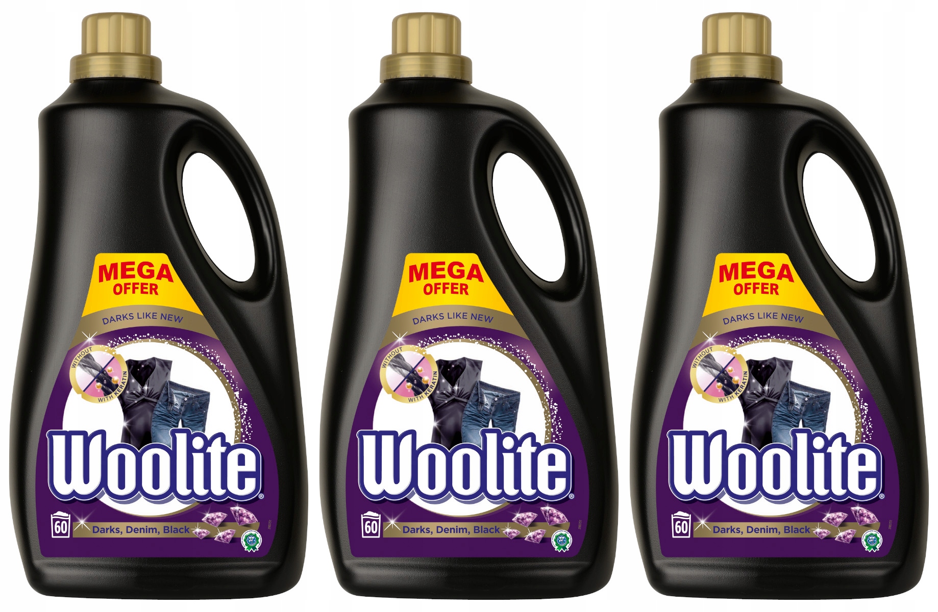 Prací gél - Woolite Dark Black Umývacia kvapalina 180PR 3 x 3,6l