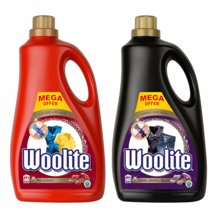 Prací gél - Woolite Dark + Farebná umývacia kvapalina 2x3.6L