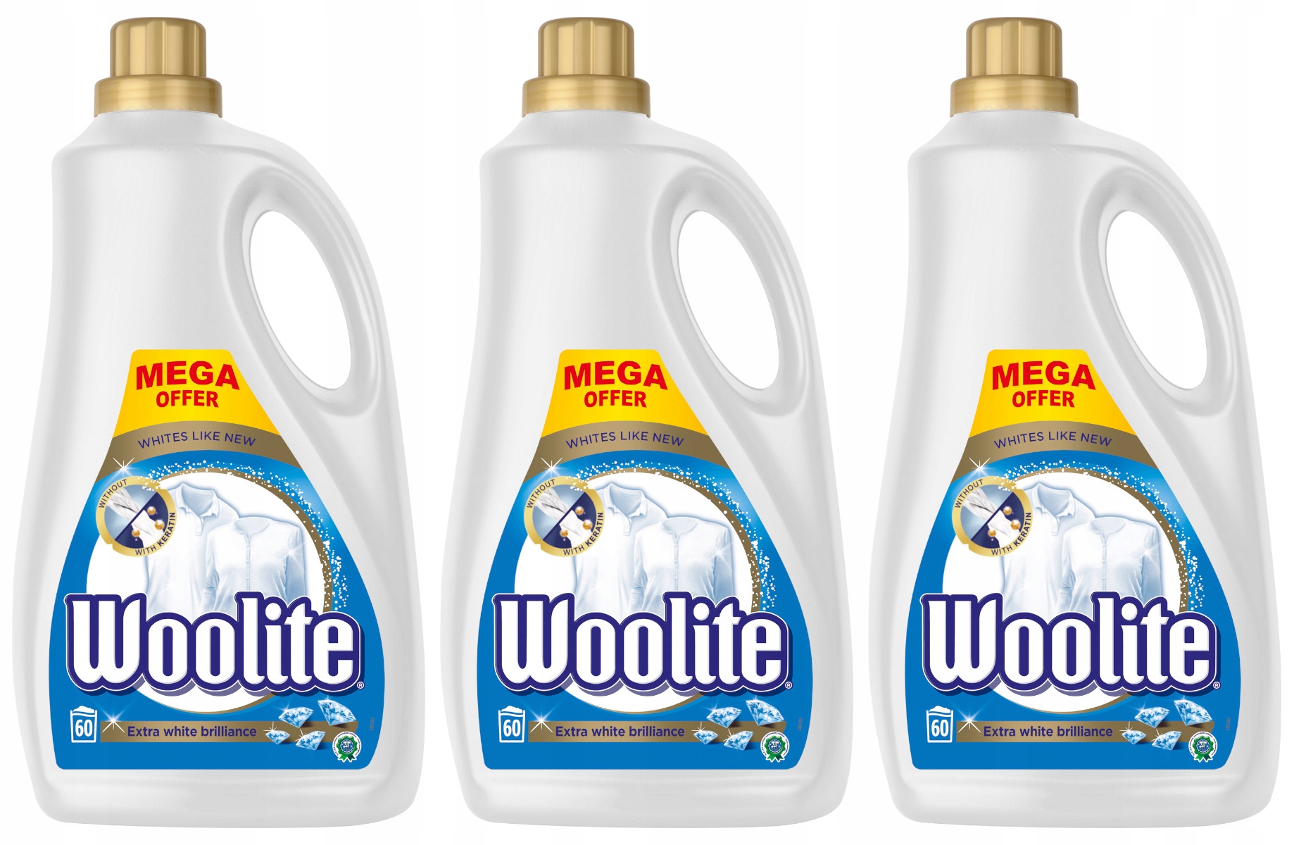Prací gél - Woolite extra biela umývačka 180PR 3 x 3,6 l