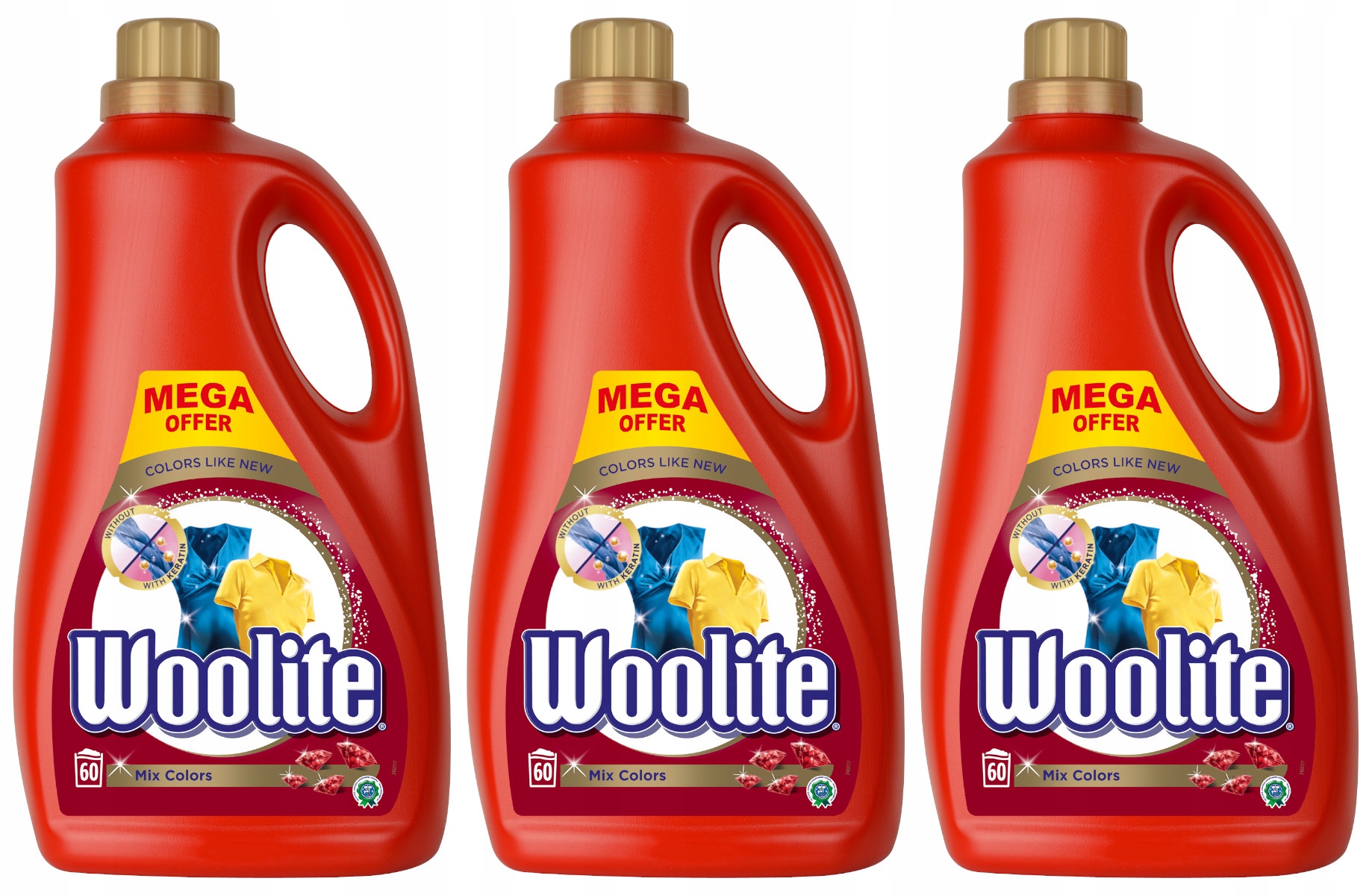 Prací gél - Woolite Mix Farby Umývanie kvapaliny 180PR 3 x 3,6l