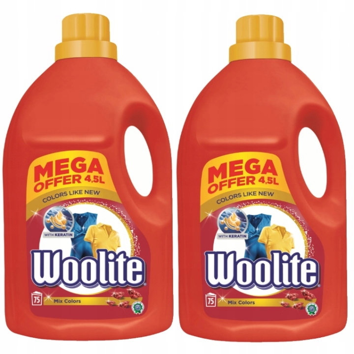 Prací gél - Woolitová premývacia kvapalina Farba 2x4,5l (150 podložiek)
