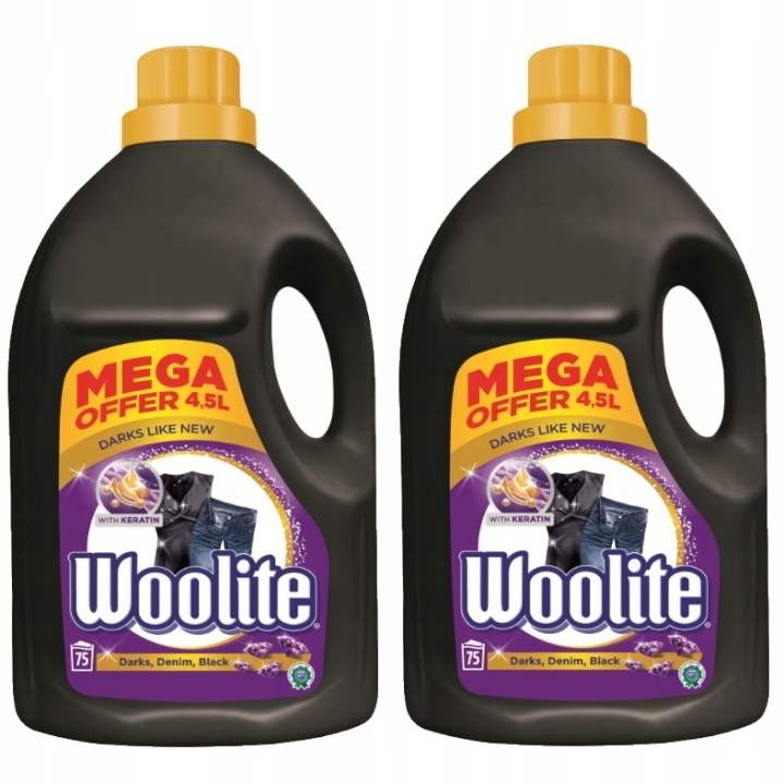 Prací gél - Woolite umývanie tekutých tmavých džínsov 2x4,5l (150przy)