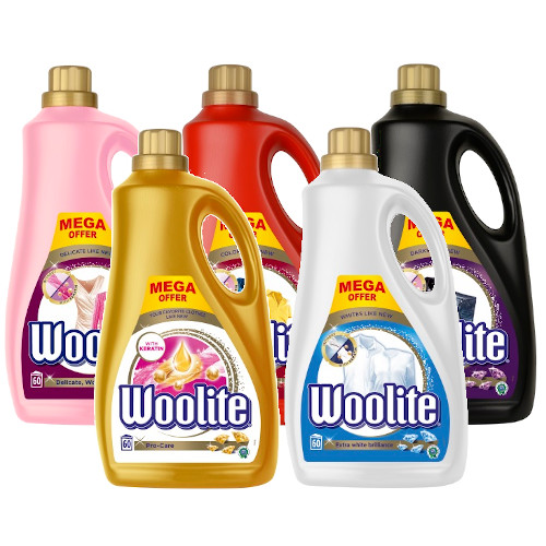 Prací gél - Woolite umývanie kvapaliny MEGA SET 5X3,6L (300 PR)