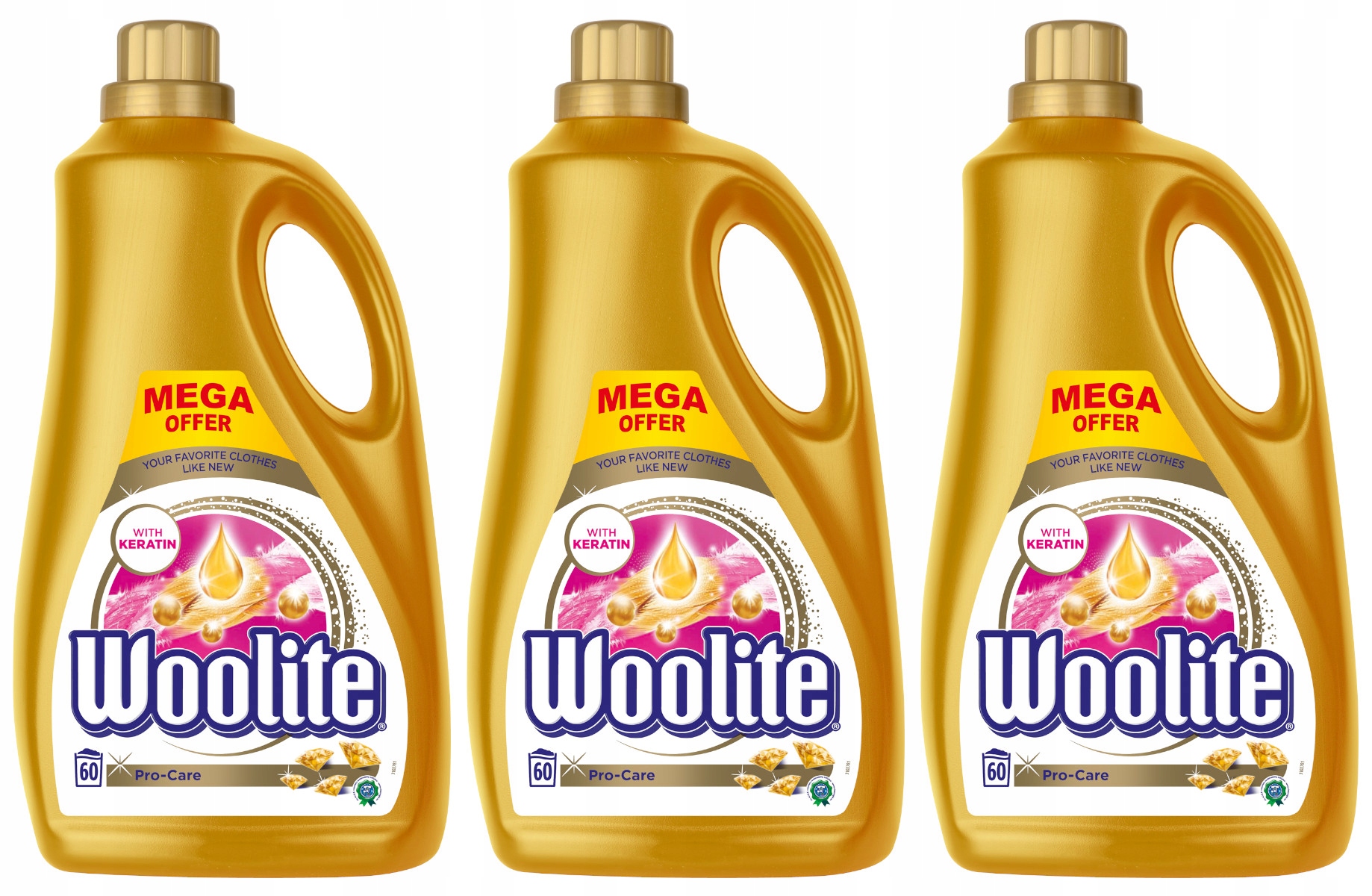 Prací gél - Woolite Pro-Care prací prostriedok 180pr 3 x 3,6L