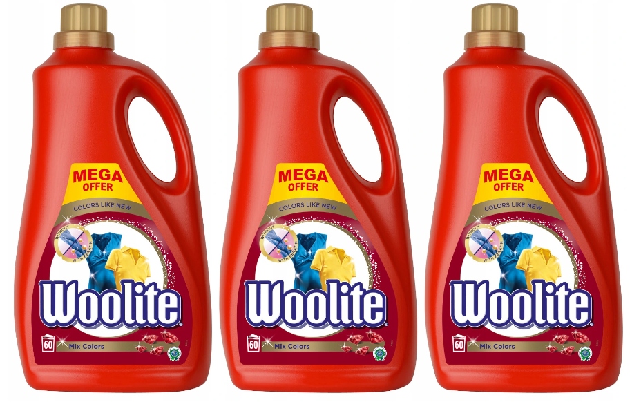 Prací gél - Woolite umývanie kvapaliny 3x3.6L farba