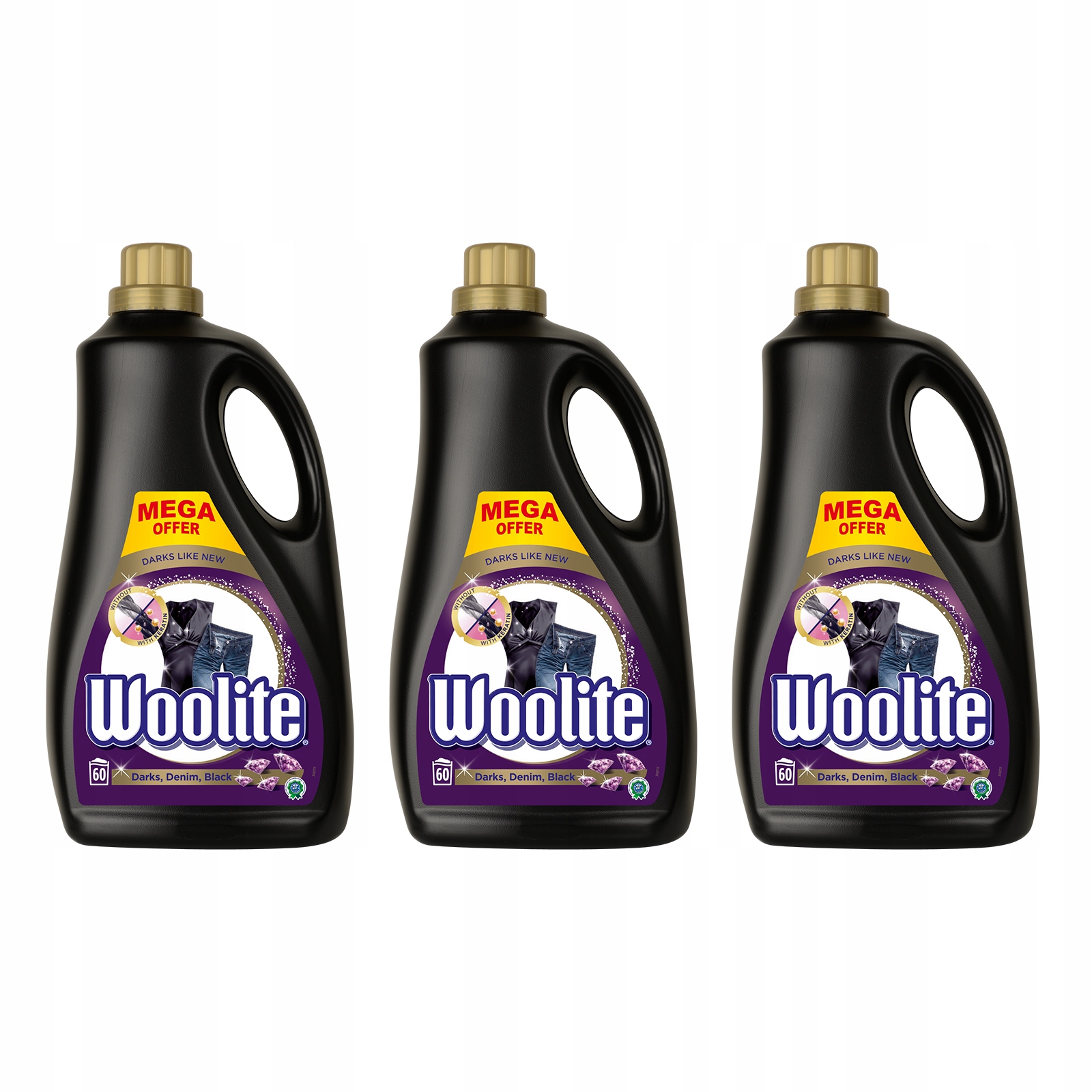 Prací gél - Tekutý prací prostriedok Woolite Dark 3x3,6L 180 praní