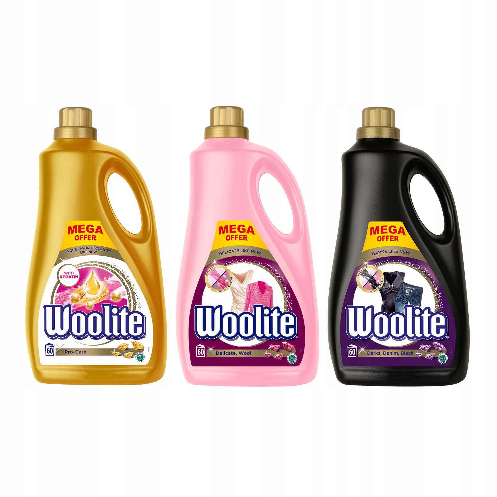 Prací gél - Woolite Liquid Pro-Care + Delicate + Dark 180PR