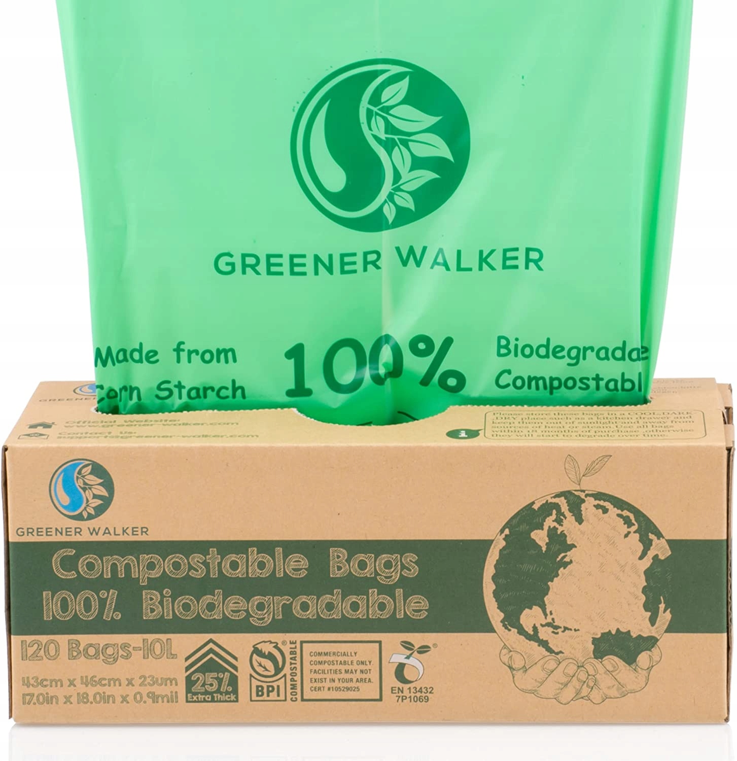 Biologicky odbúrateľné tašky Greener Walker 10L 120 ks.