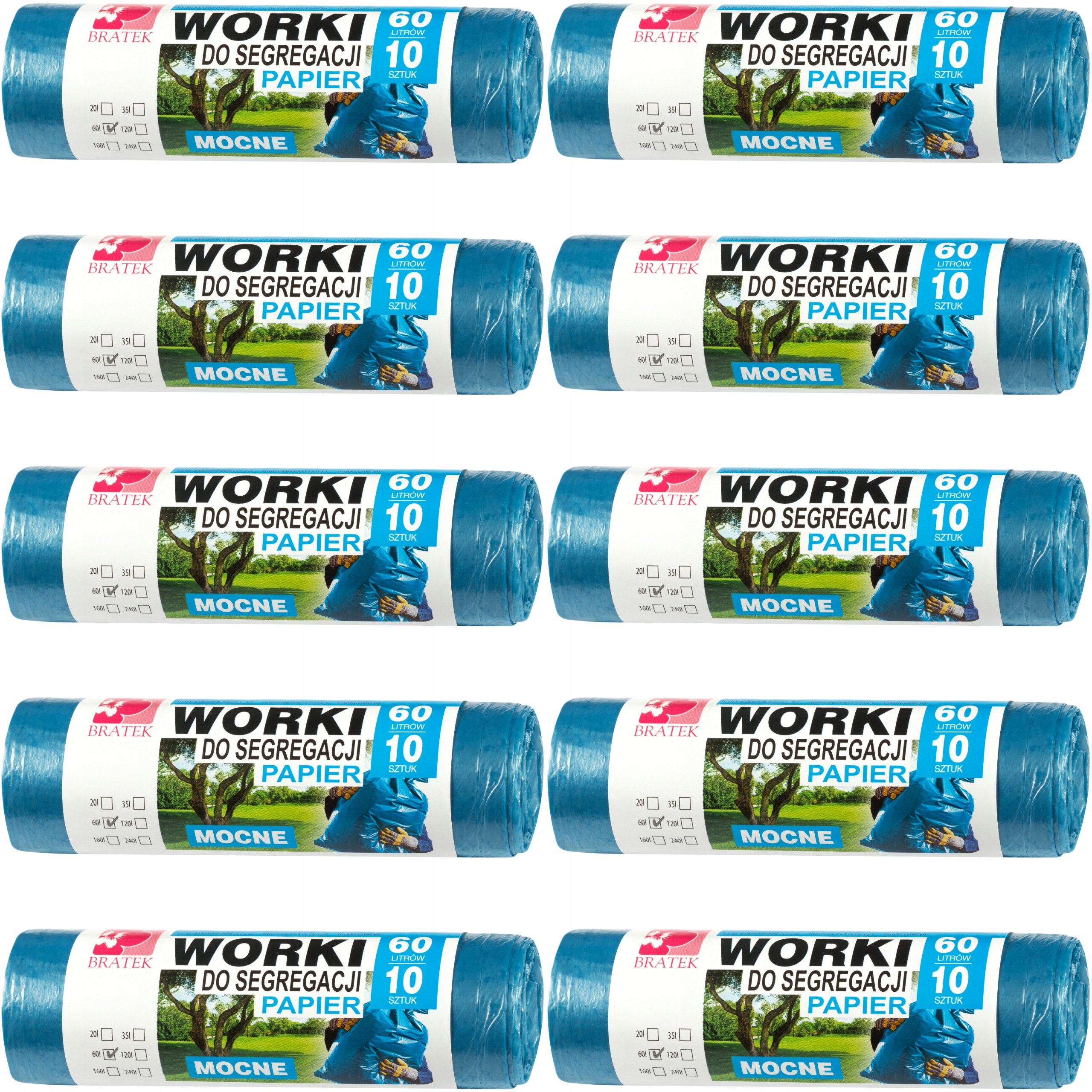 Vrecia na segregačný papier s modrými odpadmi 60L