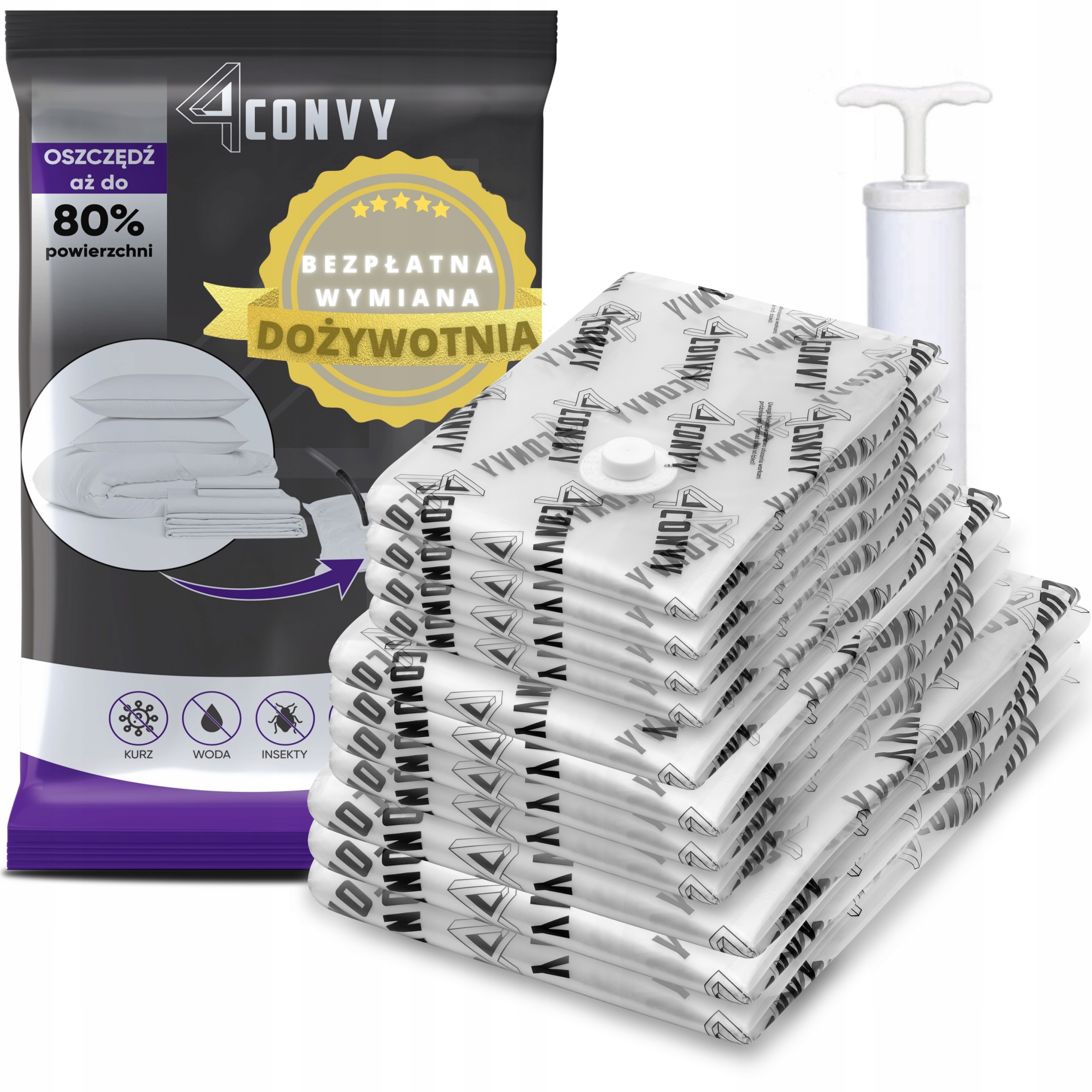 Vákuové vrecká 30%hrubšie 4 s 4 m 3xl set+čerpadlo