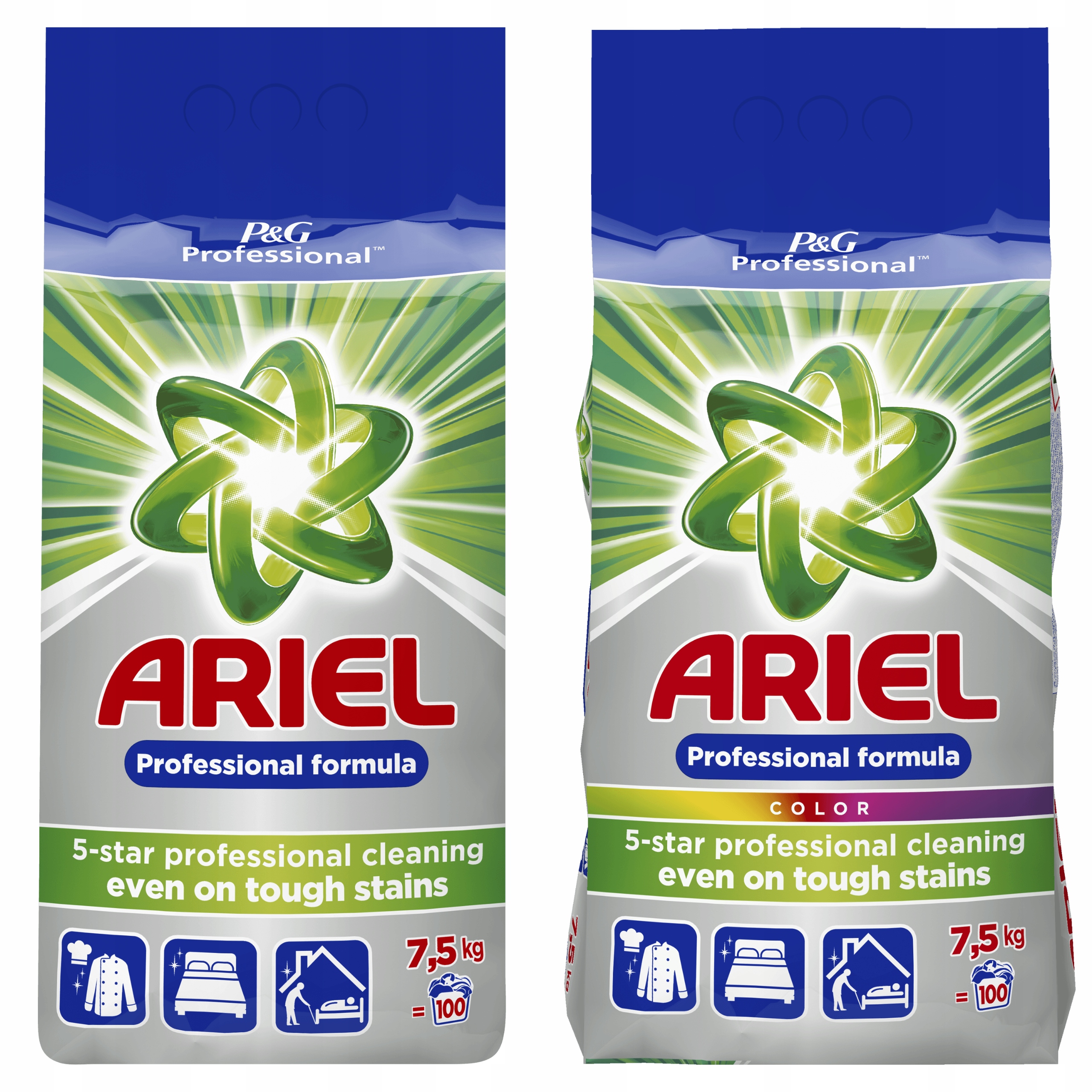 Prací  prášok - SADA 2x 7,5 kg ARIEL prášok FARBA + PRAVIDELNÝ