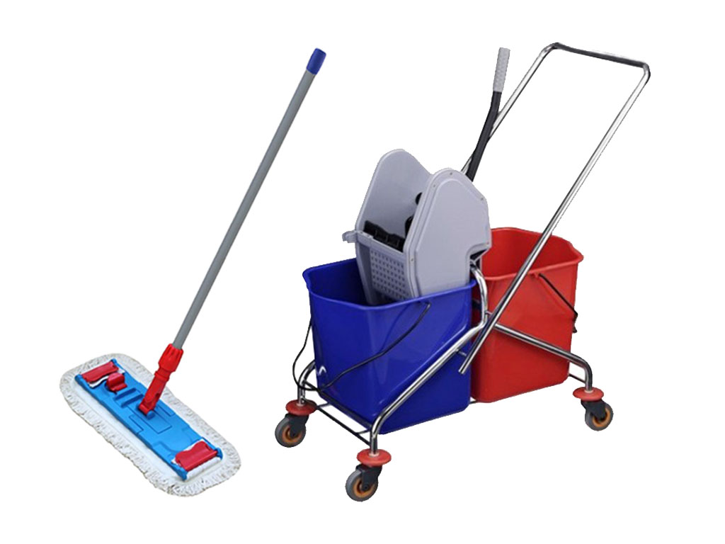 Chrome Set Cleaning Trolley 2x20L + mop 40 cm